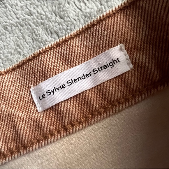 Frame Le Sylvie Slender Straight High-Rise Stretch Denim Jeans Sand Sz 28 - Picture 9 of 16